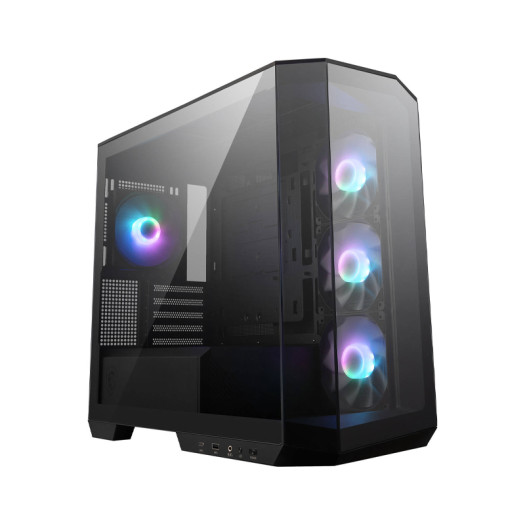 MSI MAG PANO 100R PZ - Premium Mid-Tower Gaming PC Case - Tempered Glass Side Panel - ARGB 120mm Fans - Liquid Cooling Support up to 360mm Radiator - Black Color Case